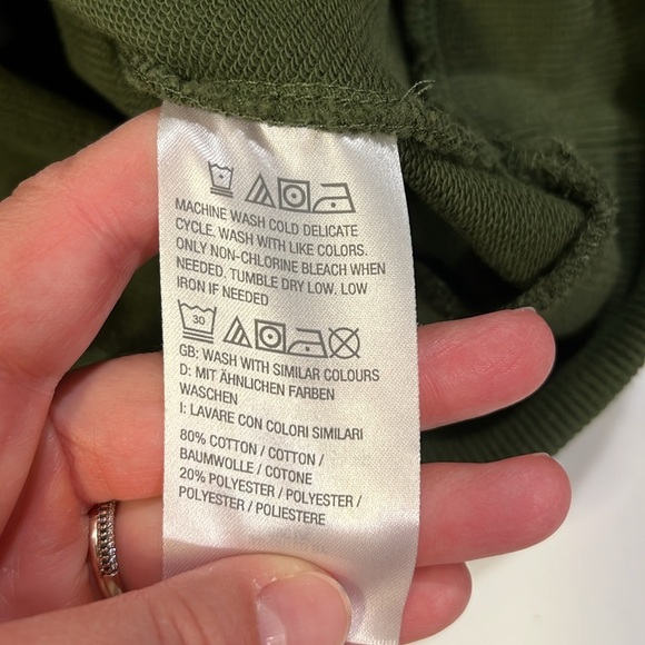 Jason Wu - L, Green Hoodie Sweatshirt, w/ black lace piping - Picture 6 of 8